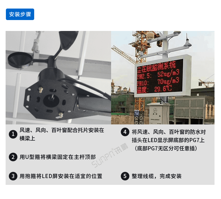 噪聲揚塵監(jiān)測看板安裝說明