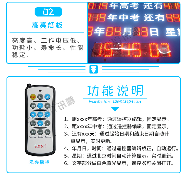 戶外倒計(jì)時(shí)顯示屏功能說明 戶外倒計(jì)時(shí)顯示屏功能說明