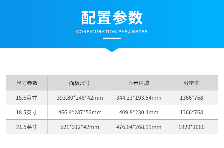 工業(yè)觸摸一體機-配置參數(shù)