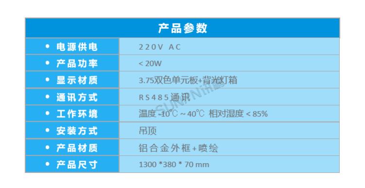 智能車位引導(dǎo)系統(tǒng)-產(chǎn)品參數(shù) 智能車位引導(dǎo)系統(tǒng)-產(chǎn)品參數(shù)