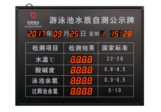 游泳池水質(zhì)監(jiān)測顯示屏