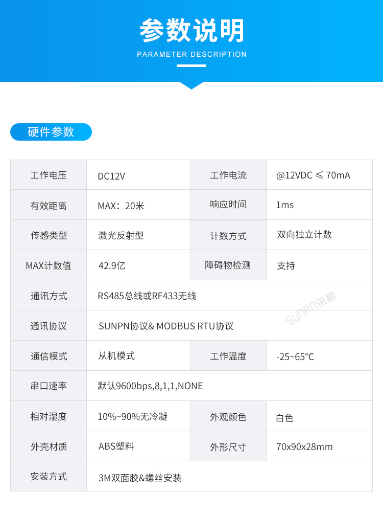 人流量計(jì)數(shù)器-產(chǎn)品參數(shù)